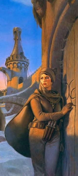 Daughter of Tsion concealed and cloaked, from Ambush, by Vincent Segrelles
